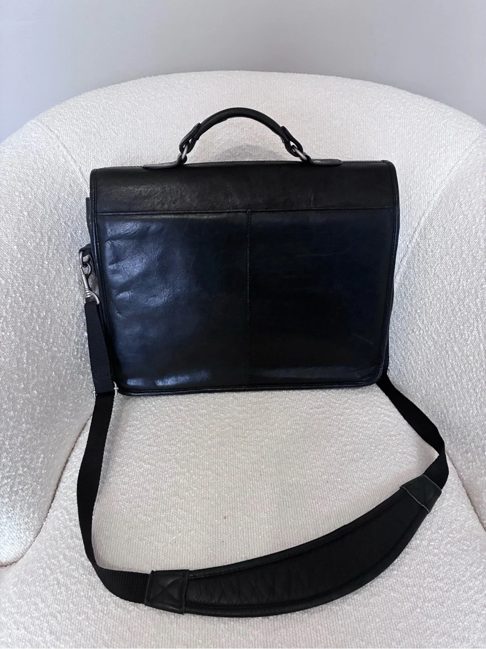 Pelle Studio Green/Black Leather Briefcase Messenger Work Bag